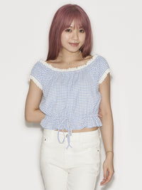 Gingham Puff Sleeve Top