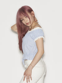 Gingham Puff Sleeve Top