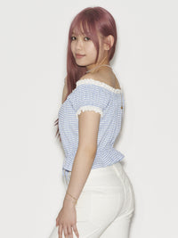 Gingham Puff Sleeve Top