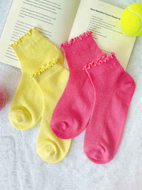 SAKURA FRILLY, Frill Short Socks - 8S6-CandyYellow