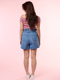 TAMIA, Denim Shorts - 8S6-BlueDenim