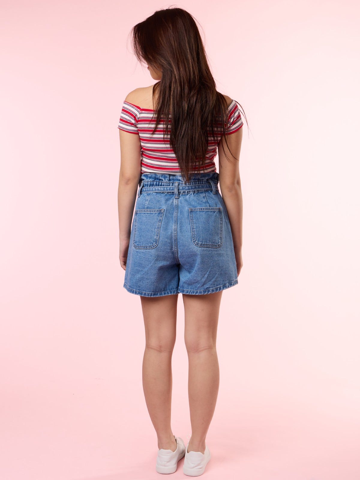 TAMIA, Denim Shorts - 8S6-BlueDenim