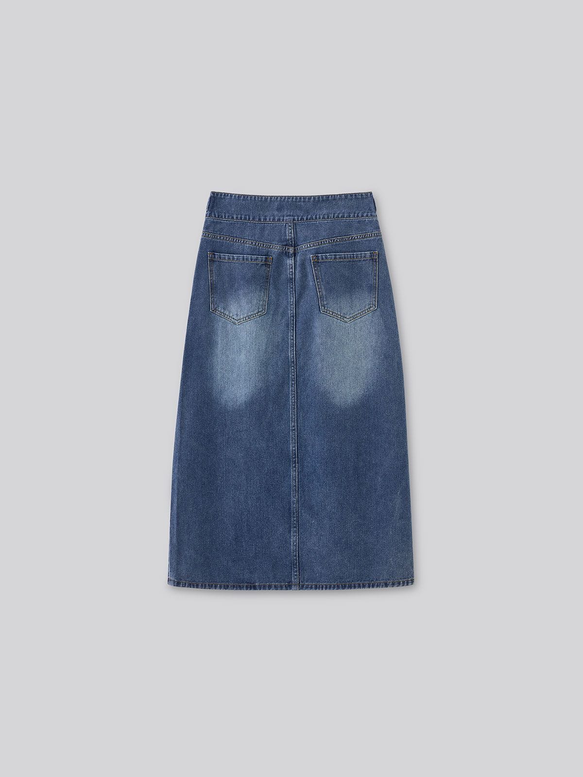 JIRO, Denim Midi Skirt | 6IXTY8IGHT SINGAPORE